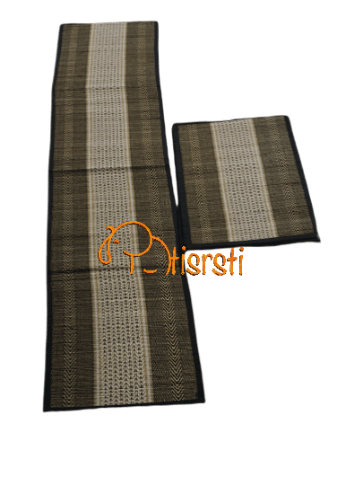 Bengal's Handwoven Madurkathi Table mats and Table Runner set