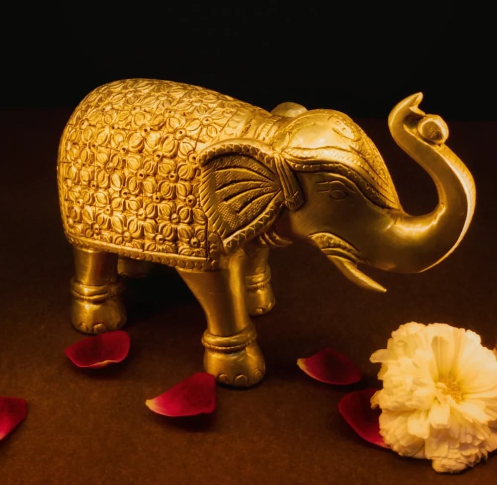 Elegant Brass Elephant Handicraft Set of 2– Symbol of Wisdom & Prosperity | Atisrsti